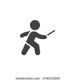 Fencing sport vector icon. filled flat sign for mobile concept and web design. Fencer man glyph icon. Symbol, logo illustration. Vector graphics