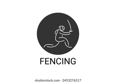 fencing sport vector line icon. sportman, fighting stance. sport pictogram illustration.