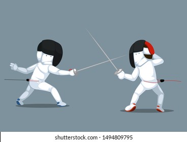 Fencing sports cartoon for decoration.