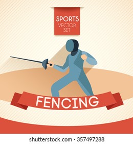 Fencing : Sports Flat design  : Vector Illustration