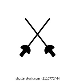 Fencing Sports Icon Logo Solid Style	