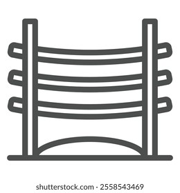 Fencing of stock corral line icon, west desert concept. Vector graphics. Wooden fence sign on white background, outline style icon for mobile or web design