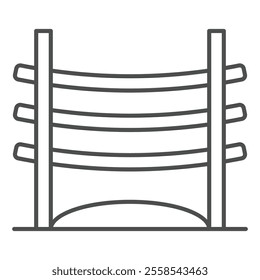 Fencing of stock corral thin line icon, west desert concept. Vector graphics. Wooden fence sign on white background, outline style icon for mobile or web design