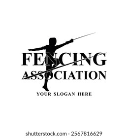 Fencing Sword Fight Sword Modern Simple Black and White Silhouette Logo Vector