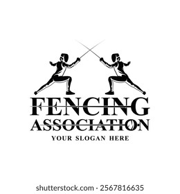 Fencing Sword Fight Sword Modern Simple Black and White Silhouette Logo Vector