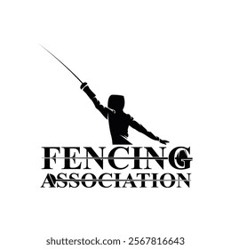 Fencing Sword Fight Sword Modern Simple Black and White Silhouette Logo Vector