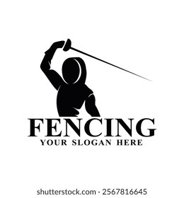 Fencing Sword Fight Sword Modern Simple Black and White Silhouette Logo Vector