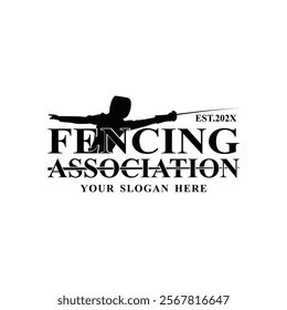 Fencing Sword Fight Sword Modern Simple Black and White Silhouette Logo Vector