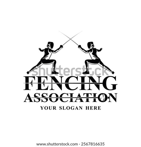 Fencing Sword Fight Sword Modern Simple Black and White Silhouette Logo Vector