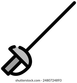 fencing sword icon with flat outline style
