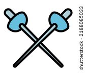 Fencing sword icon outline vector. Fence play. Sport mask
