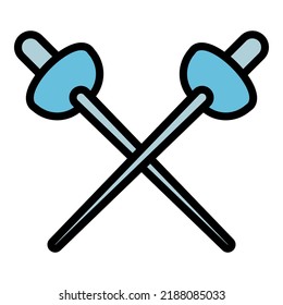 Fencing sword icon outline vector. Fence play. Sport mask