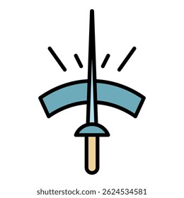 Icono de espada de esgrima. Esquema de la espada de esgrima Vector icono de color plano aislado