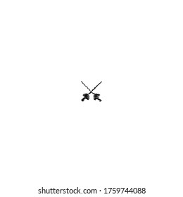 fencing sword logo icon design with scribble doodle style