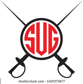 Fencing Sword Monogram Vector Illustration