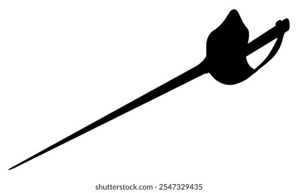 Ilustración vectorial de silueta de espada de esgrima. Aislado en el fondo blanco