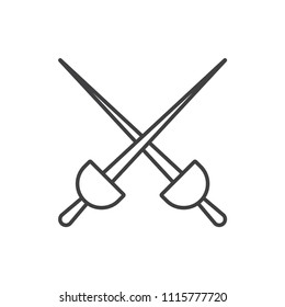 Fencing, swordplay line icon.