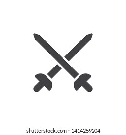 Fencing Swords vector icon. filled flat sign for mobile concept and web design. Crossed swords glyph icon. fencing sport symbol, logo illustration. Vector graphics