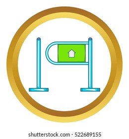 Fencing system vector icon in golden circle, cartoon style isolated on white background