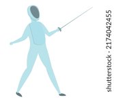 Fencing training icon cartoon vector. Kid education. Sport school