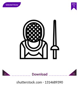 fencing vector icon. Best modern, simple, isolated,sport-avatar, flat icon for website design or mobile applications, UI / UX design vector format