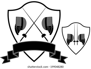 Fencing. Vector Illustration. Silhouette. Sign