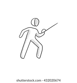 Fencing vector sketch icon isolated on background. Hand drawn Fencing icon. Fencing sketch icon for infographic, website or app.