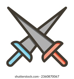 Fencing Vector Thick Line Filled Colors Icon For Personal And Commercial Use.
