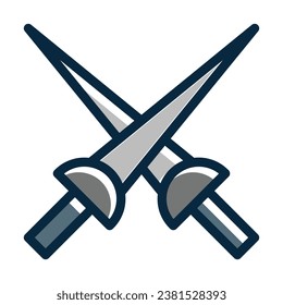 Fencing Vector Thick Line Filled Dark Colors Icons For Personal And Commercial Use.
