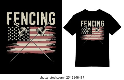 Fencing Vintage Tribute T-Shirt Design.