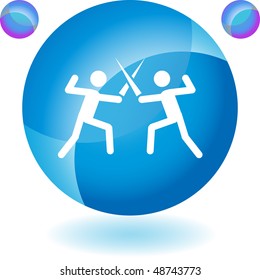 Fencing web button isolated on a background.