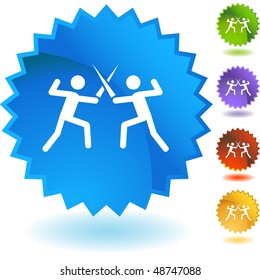 Fencing web button isolated on a background.