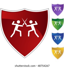 Fencing web button isolated on a background.