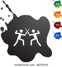 Fencing web button isolated on a background.