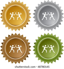 Fencing web button isolated on a background.