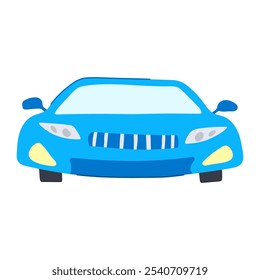 fender car front cartoon. foglights badge, airbag windshield, wipers radiator fender car front sign. isolated symbol vector illustration