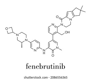 Fenebrutinib drug molecule. Skeletal formula.