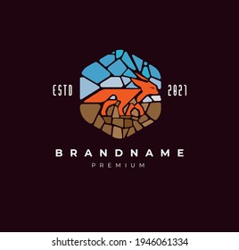 Fenex fox mosaic logo icon emblem, isolated on black background, vector illustration