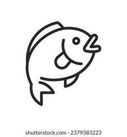 Feng Shui Carp Icon. Vector Linear Illustration of Traditional Asian Fish Symbolizing Harmony, Prosperity, and Positive Energy in Oriental Culture and Design.