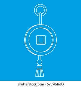 Feng shui Chinese coin with hole icon blue outline style isolated vector illustration. Thin line sign