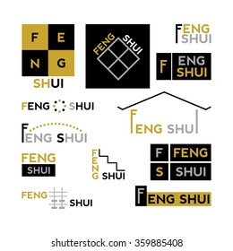 Feng Shui - Collection Of Abstract Logos. Set Of Design Elements For The Logo And Corporate Identity. The Concept Of Beauty, Health And Yoga Salon