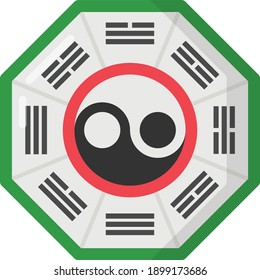 Feng shui Concept, horoscope Vector Color Icon Design, Traditional Chinese Culture Symbol on white background, Lunar New Year of the Ox 2021 Sign, China Travel Guide Stock