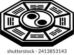 Feng shui isometric Concept, horoscope Vector Icon Design, Traditional Chinese Culture Symbol, New Year of the Dragon 2024 Sign, China Travel Guide Stock illustration