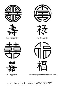 Feng Shui Signs. China Signs. Longevity, Prosperity, Happiness, Blessing, Good Fortune, Good Luck