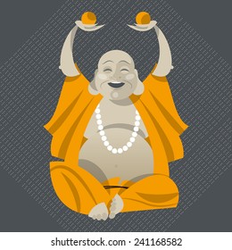 Feng Shui talisman. Hotei. Happy Buddha. Vector illustration