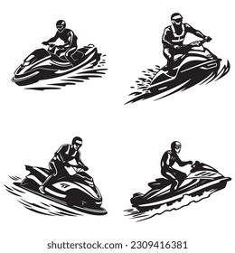 fengarm fun jet ski approaching and parting japanese waves vector