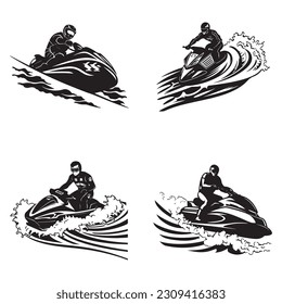 fengarm fun jet ski approaching and parting japanese waves vector