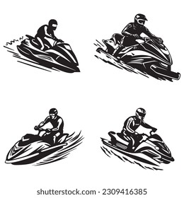 fengarm fun jet ski approaching and parting japanese waves vector