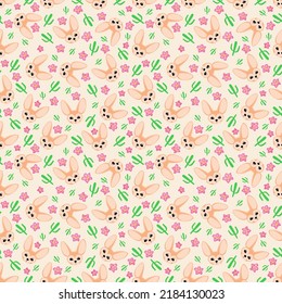 Fennec desert fox animal vector pattern