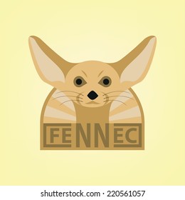 Fennec desert fox with mustache logo template
